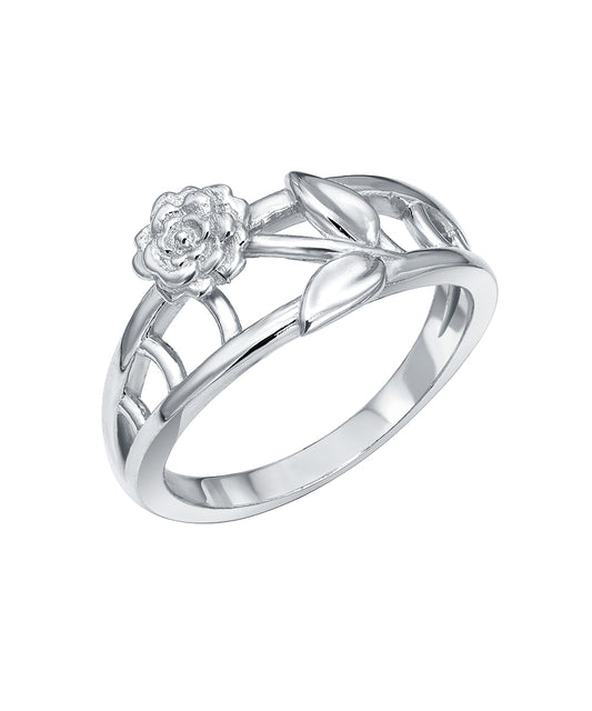 Sterling Silver Diamond Cut Rose Ring