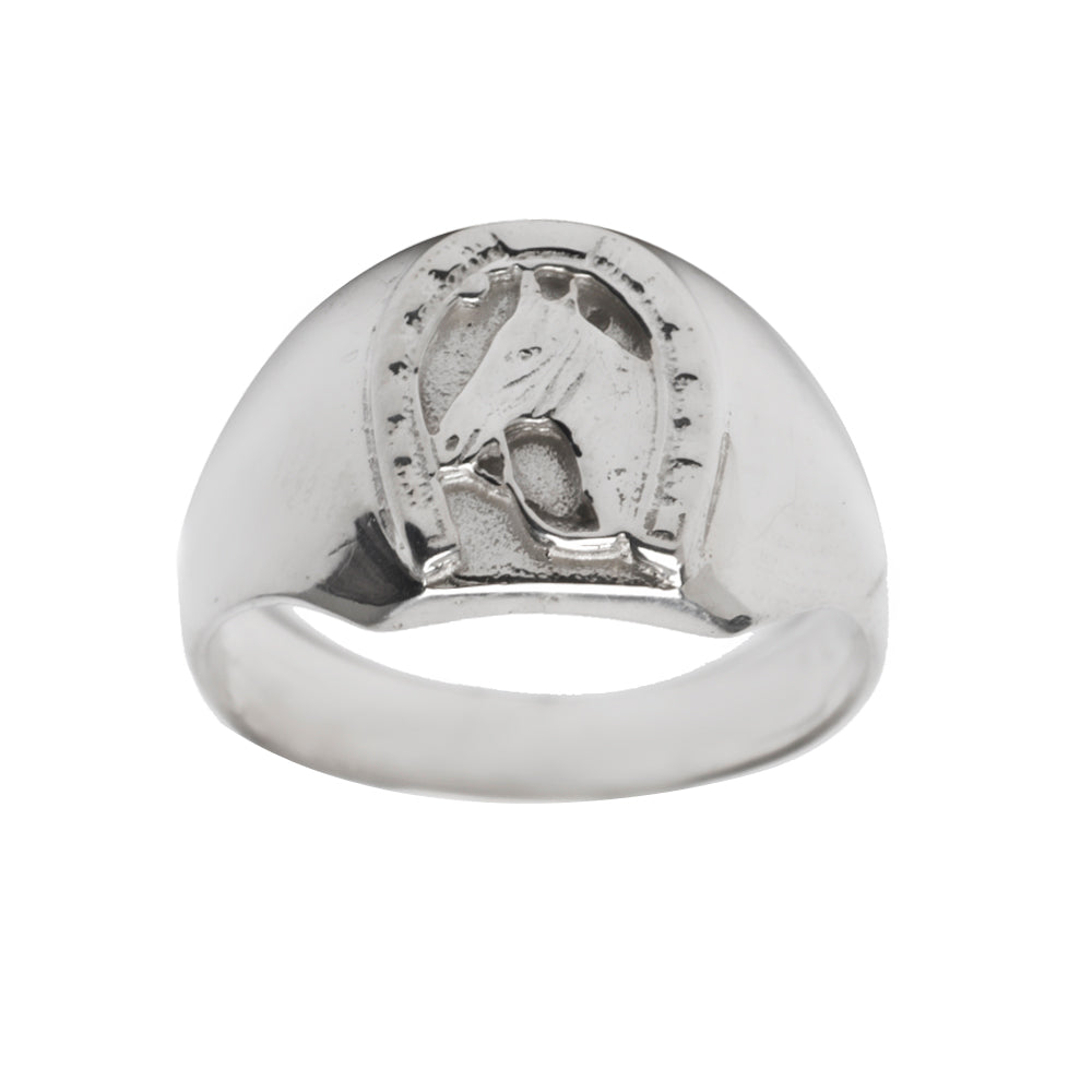 Sterling Silver Lucky Horseshoe Equestrian Ring