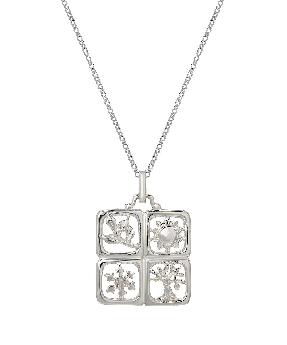 Sterling Silver Four Seasons Pendant Necklace, 18"