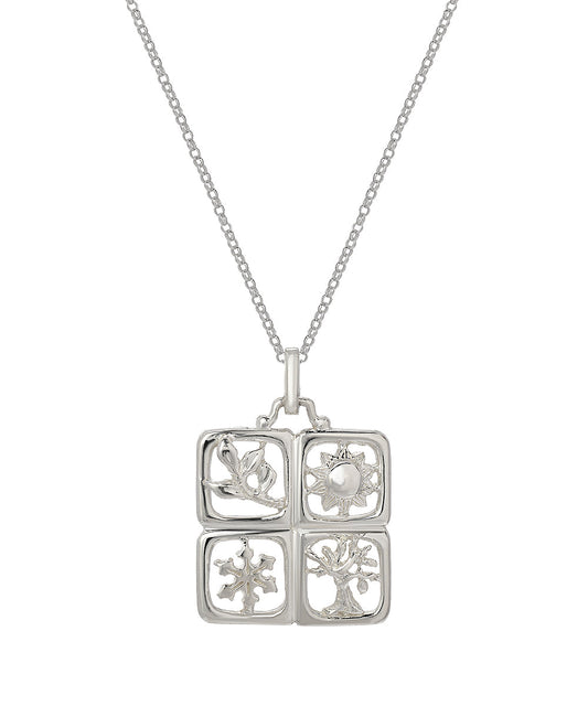 Sterling Silver Four Seasons Pendant Necklace, 18"