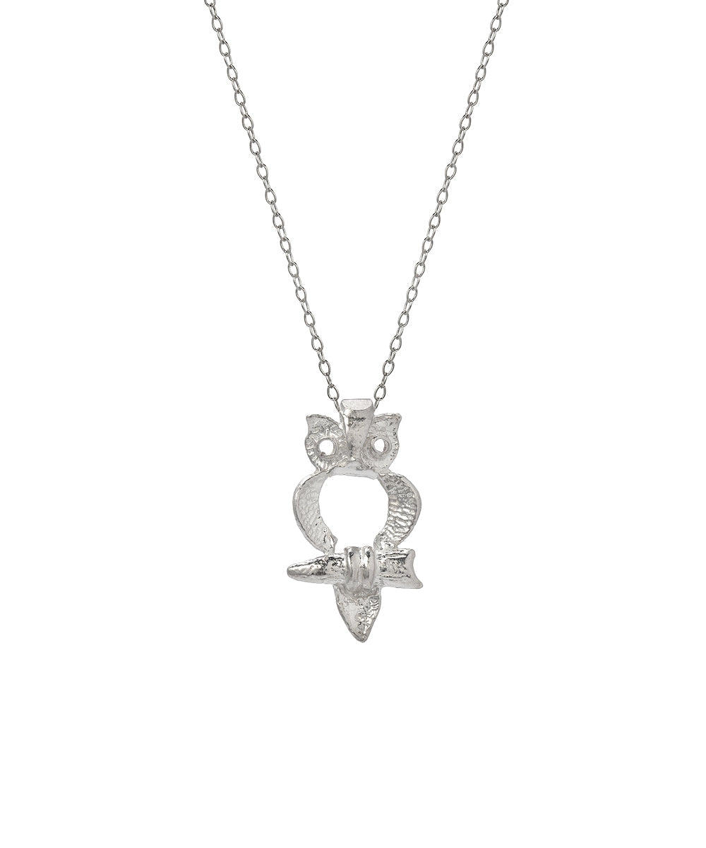 Sterling Silver Owl Pendant Necklace, 18"