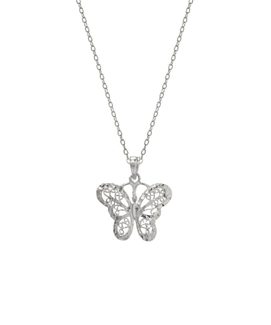 Sterling Silver Filigree Butterfly Pendant Necklace, 18"