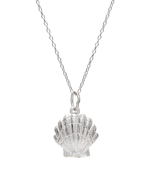 Sterling Silver Scallop Shell Pendant Necklace, 18"