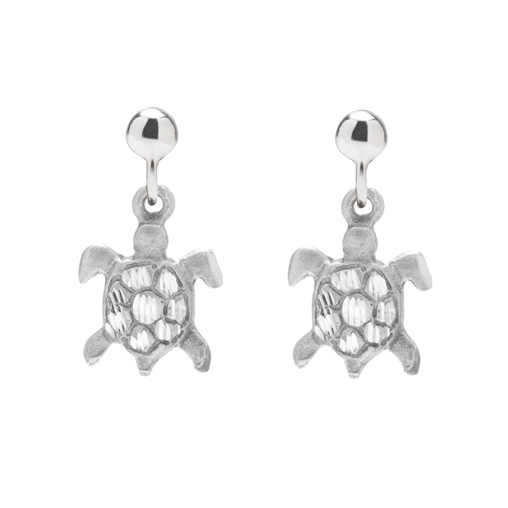 Sterling Silver Sea Turtle Drop Earrings