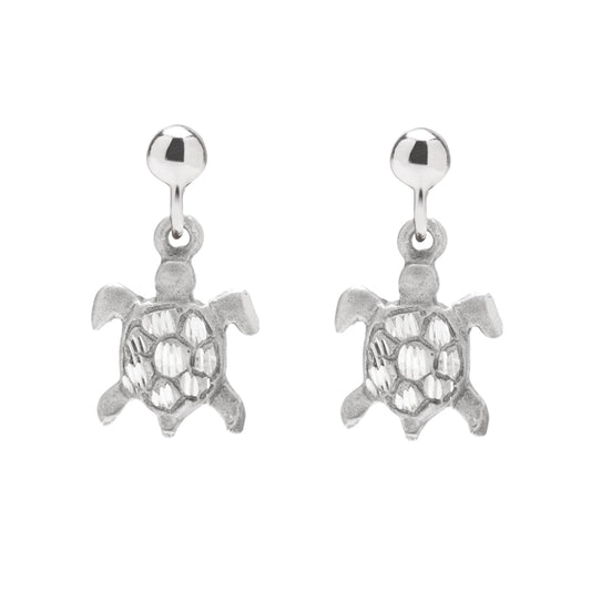 Sterling Silver Sea Turtle Drop Earrings