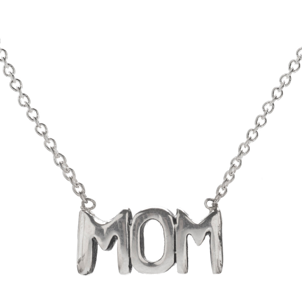 Sterling Silver MOM Necklace, 18" Pendant Necklace