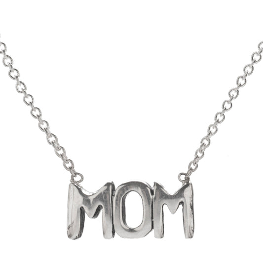 Sterling Silver MOM Necklace, 18" Pendant Necklace