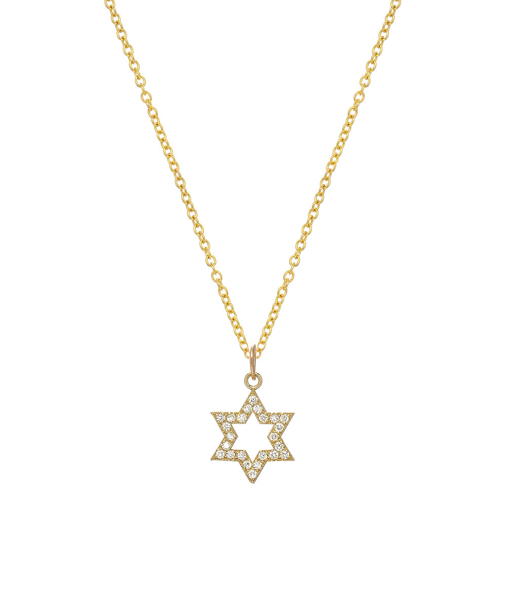 14KT Yellow Gold and Diamond 0.24 cttw Star of David Pendant Necklace, 18"