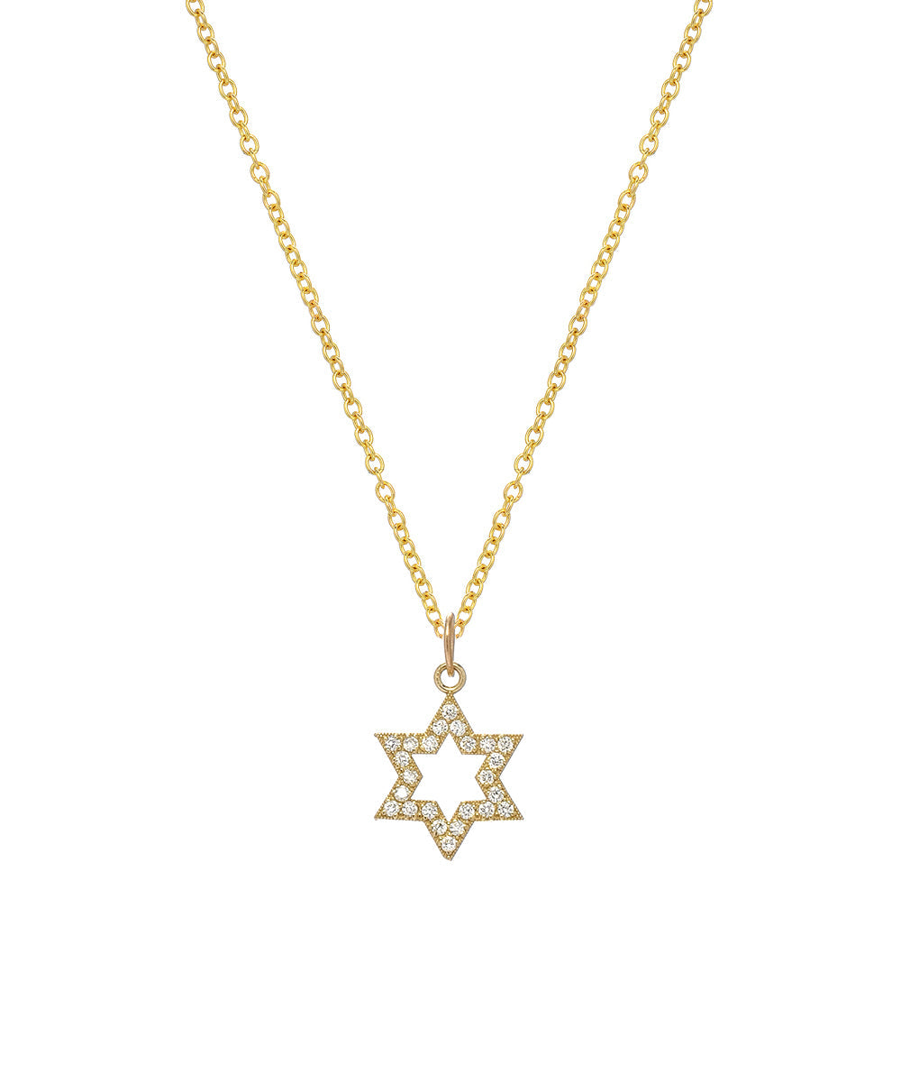 14KT Yellow Gold and Diamond 0.24 cttw Star of David Pendant Necklace, 18"