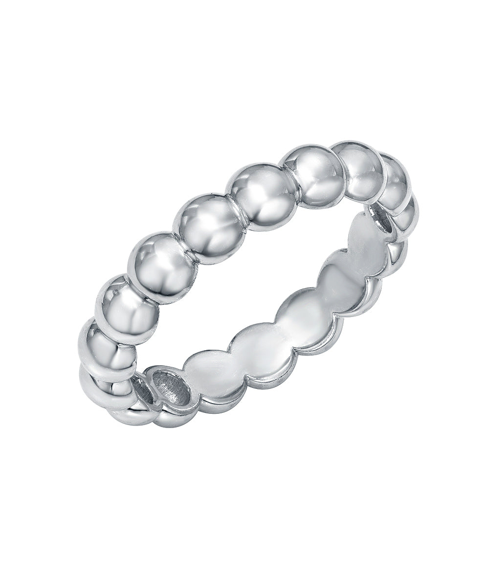 Sterling Silver 4 mm Half Bead Stacking Eternity Ring