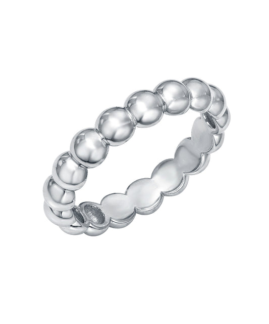 Sterling Silver 4 mm Half Bead Stacking Eternity Ring