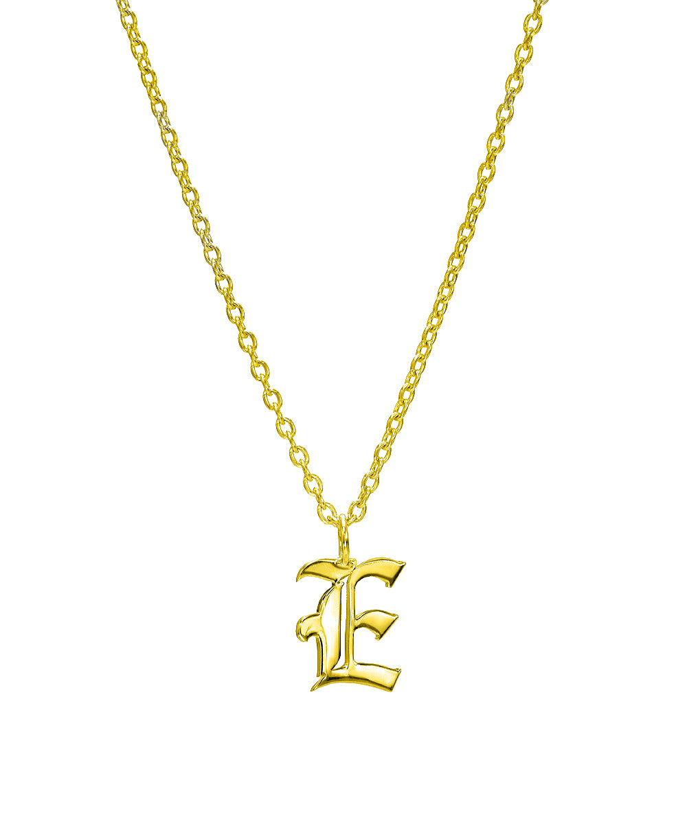 Old English Initial Charm Pendant Necklace