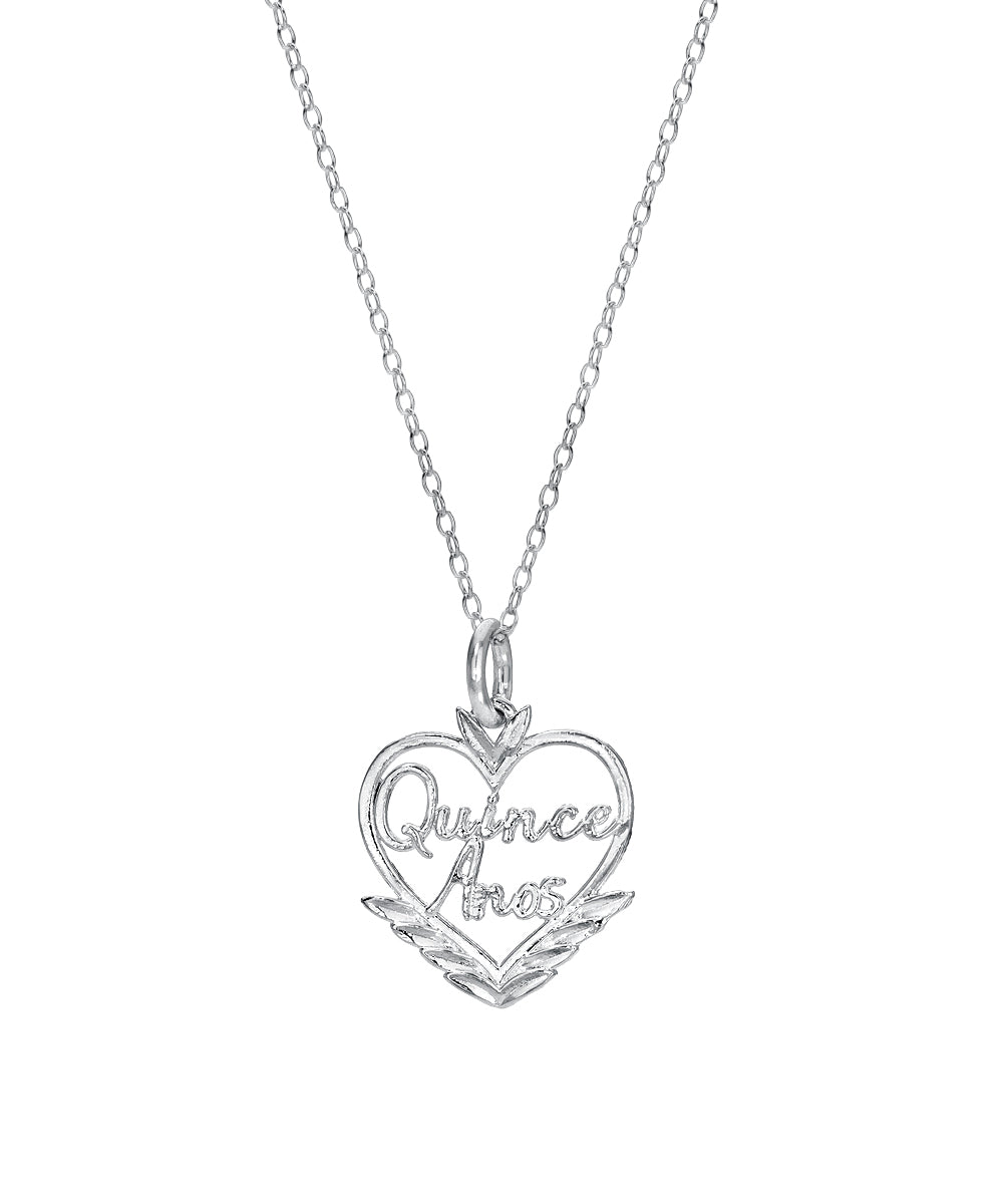 Sterling Silver Quince Anos Pendant Necklace, 18"
