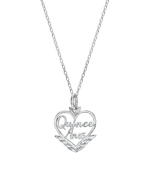 Sterling Silver Quince Anos Pendant Necklace, 18"
