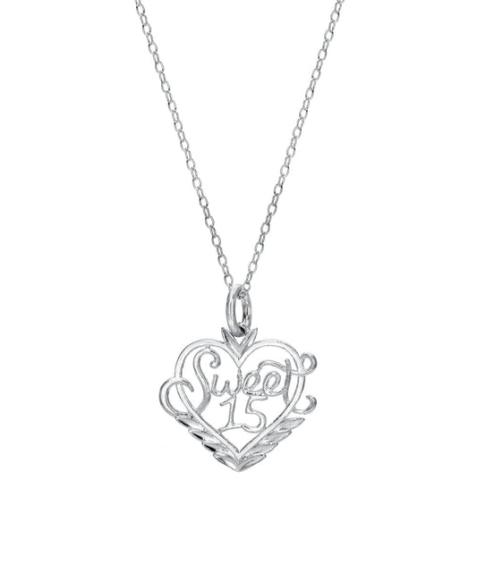 Sterling Silver Sweet 15 Pendant Necklace, 18"