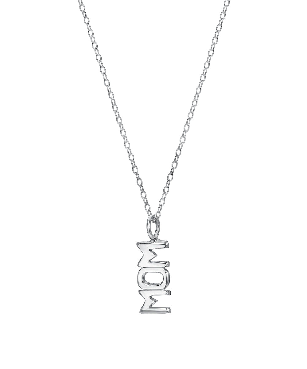 Sterling Silver Mom Pendant Necklace