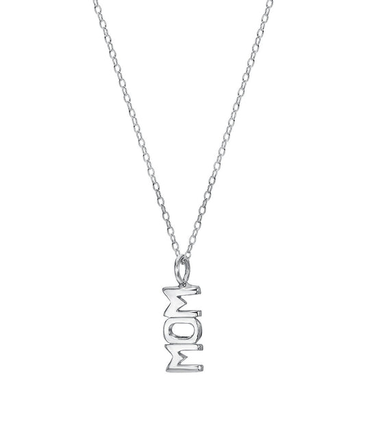 Sterling Silver Mom Pendant Necklace