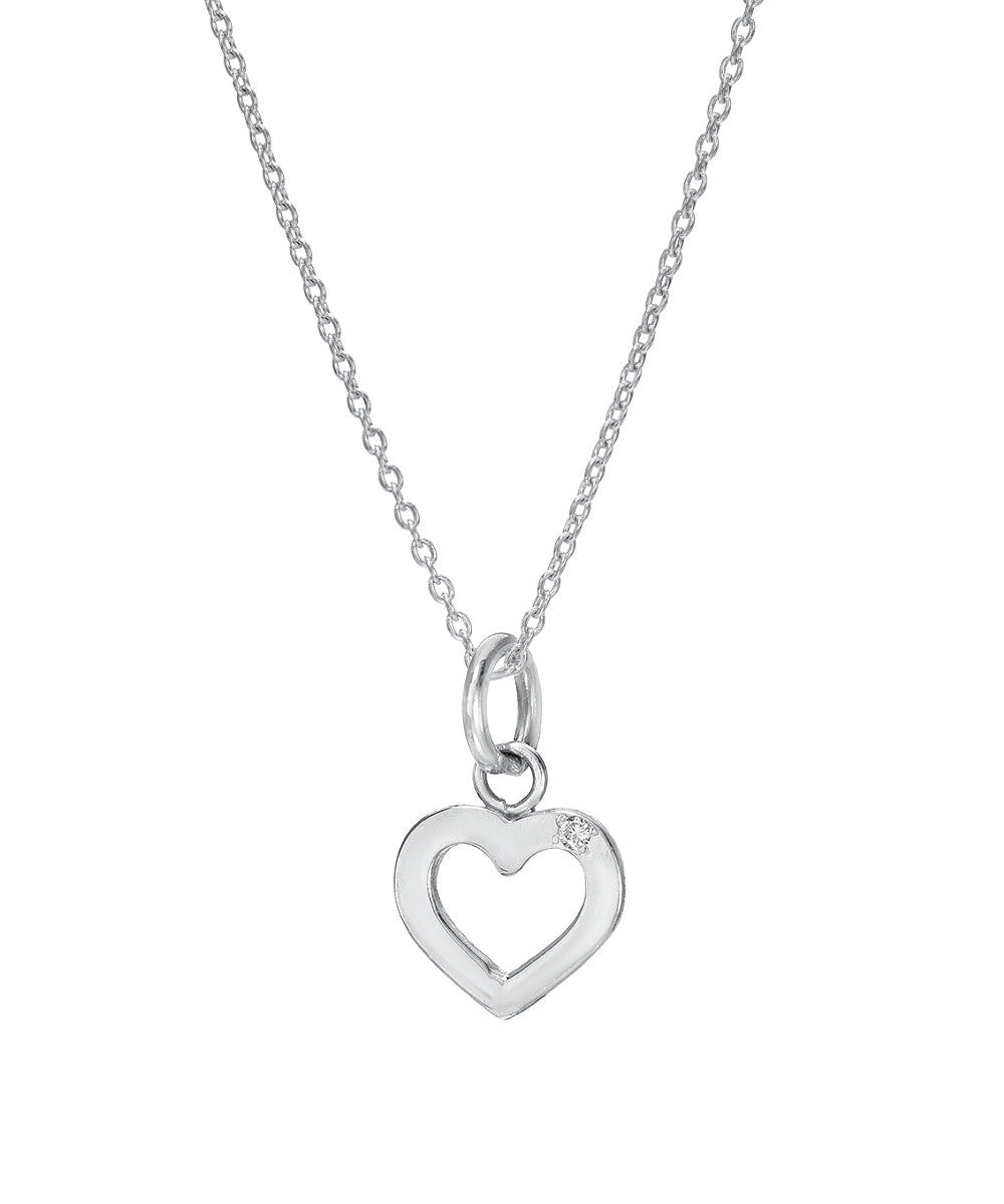 Sterling Silver Open Heart Endless Shine Pendant Necklace