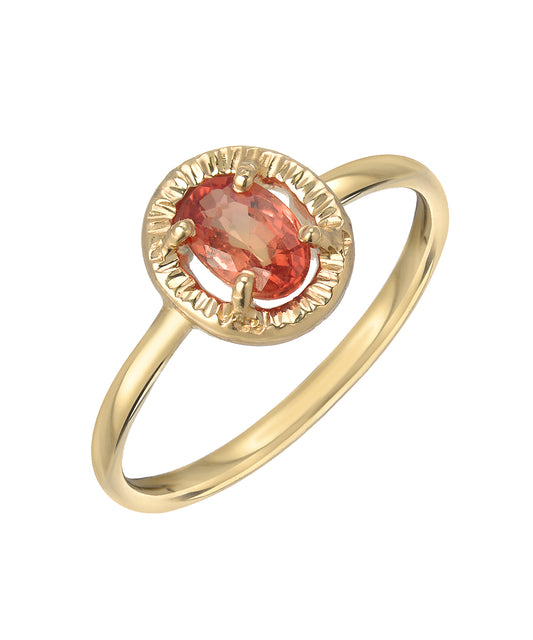14KT Yellow Gold Orange Sapphire Aura Ring 0.55 CT.