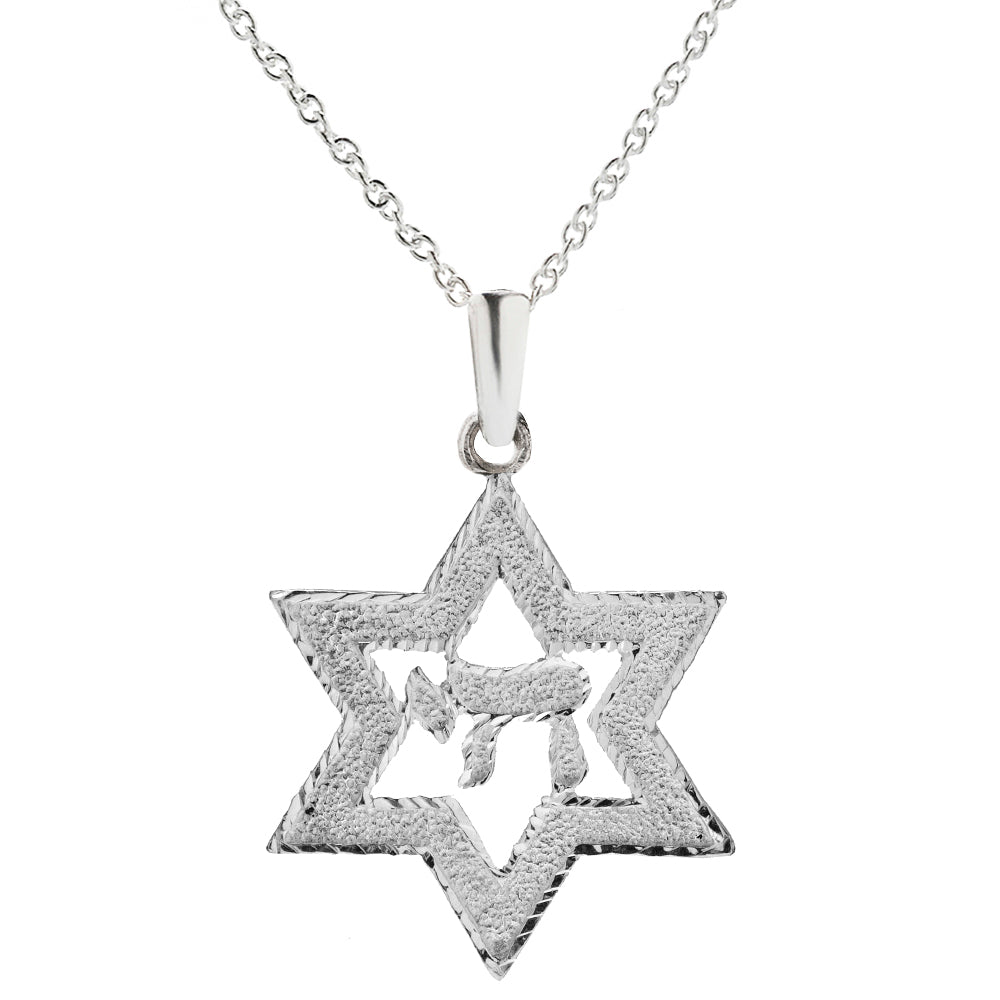 Sterling Silver Star of David Pendant Necklace, 18"