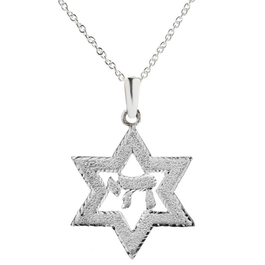 Sterling Silver Star of David Pendant Necklace, 18"