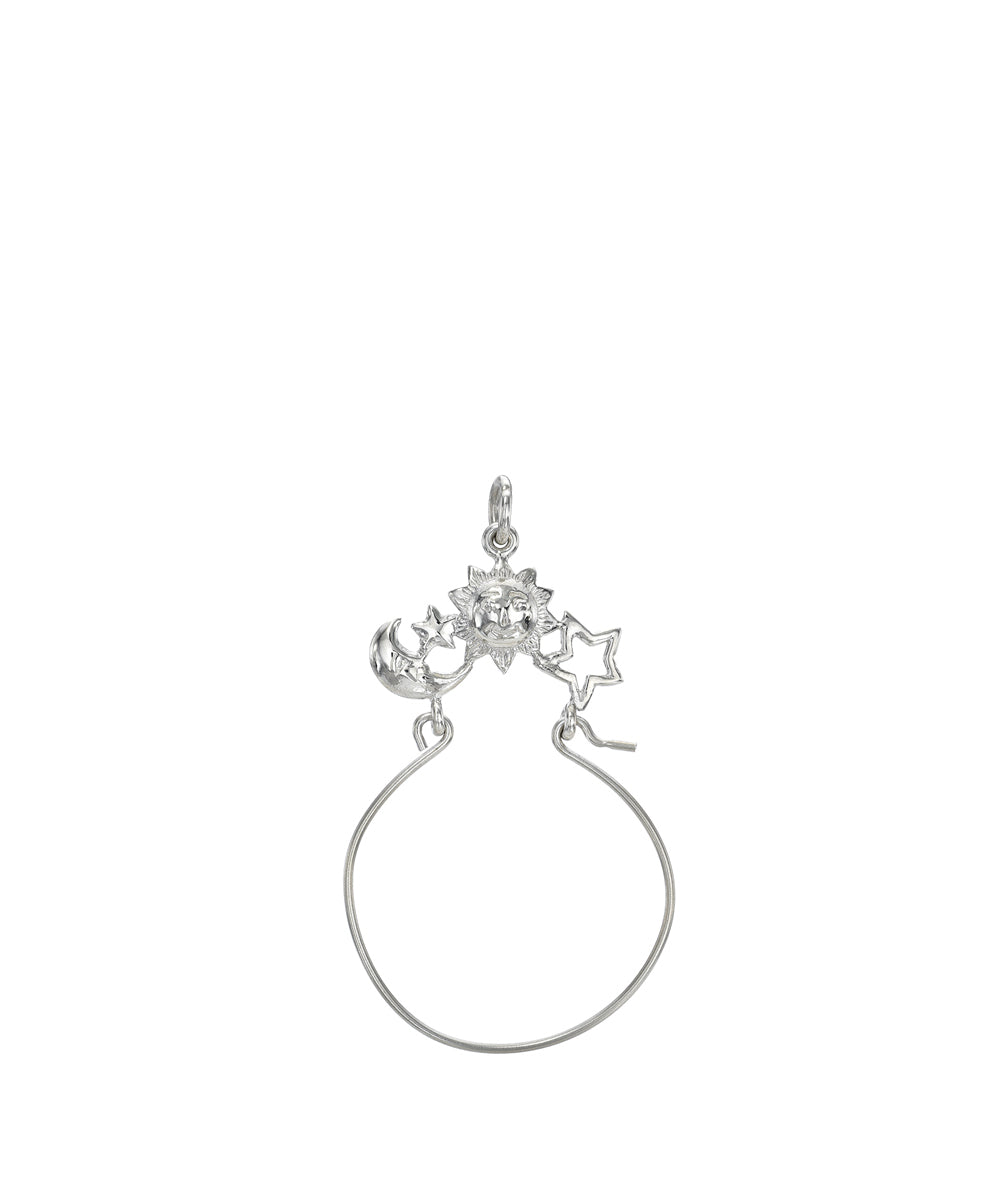 Sterling Silver Smiling Sun, Moon, and Star Charm Holder