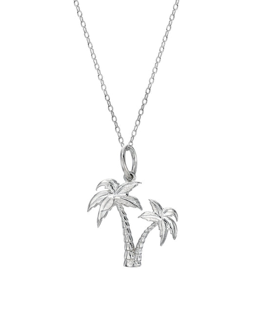 Sterling Silver Double Palm Pendant Necklace