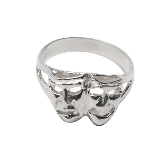 Sterling Silver Comedy Tragedy Mask Ring