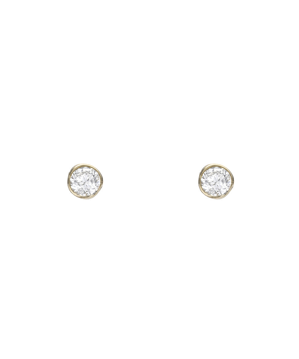 14KT Gold Lab Grown 2 mm Bezel Set Diamond Stud Earrings 0.06 CT