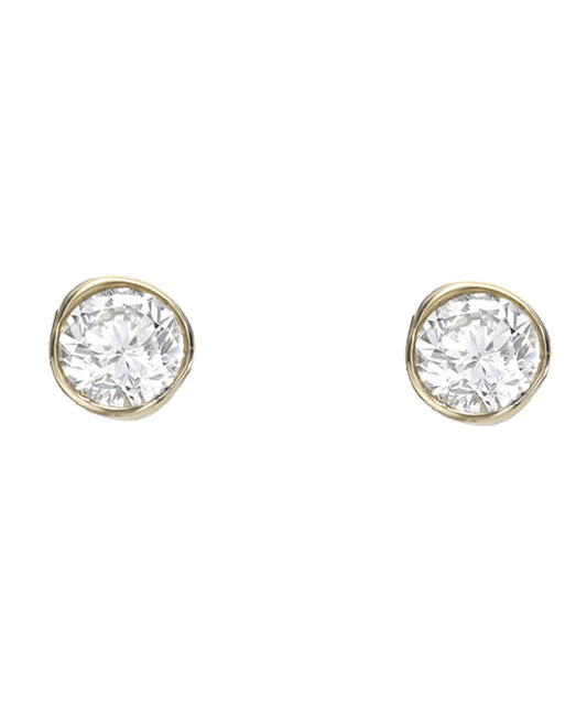 14KT Gold 3 mm Lab Grown Bezel Set Diamond Stud Earrings 0.22 CT
