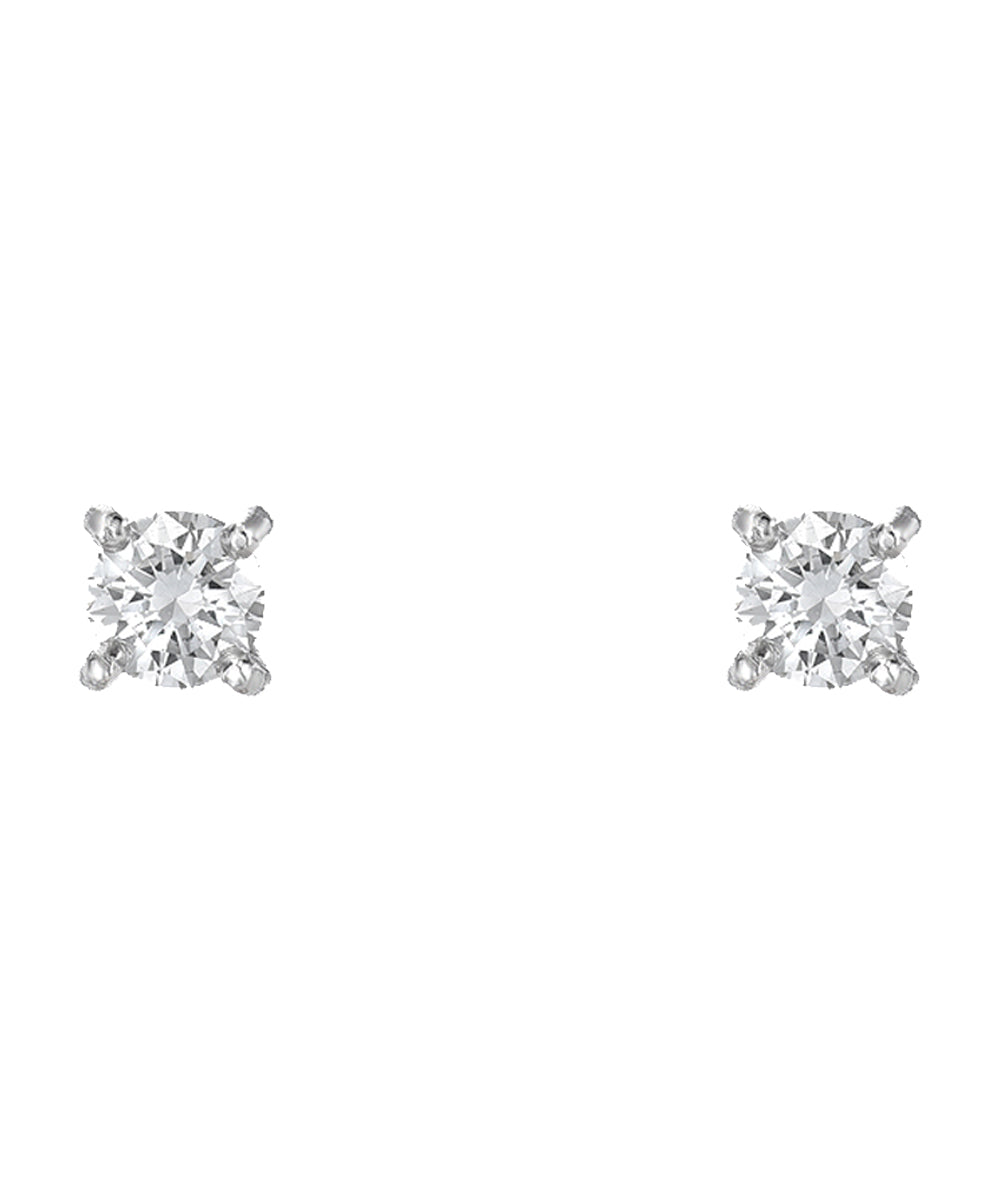 14KT Gold 3 mm Lab Grown Four Prong Basket Earring Studs 0.22 CT.
