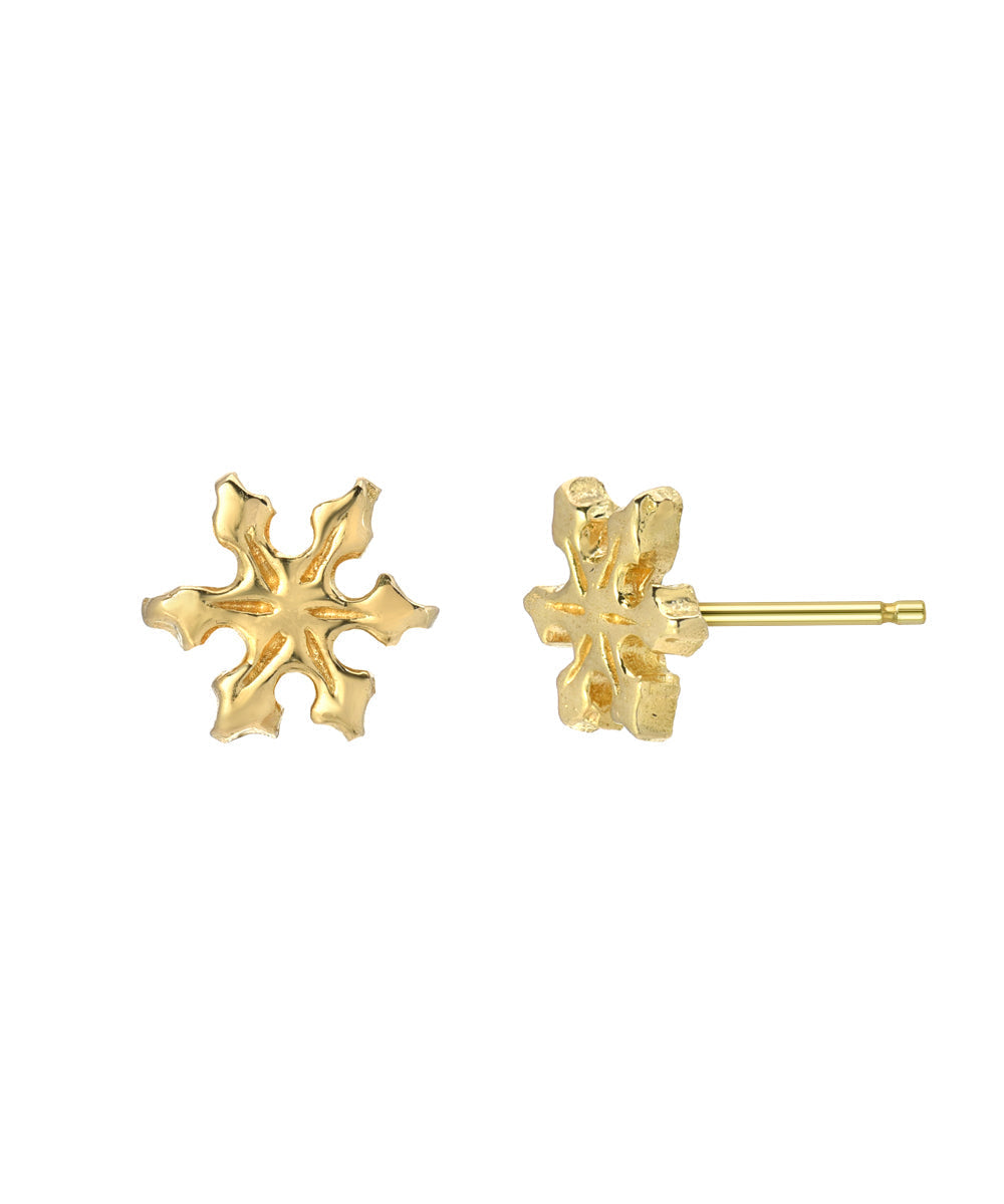 14KT Gold Snowflake Earring Studs