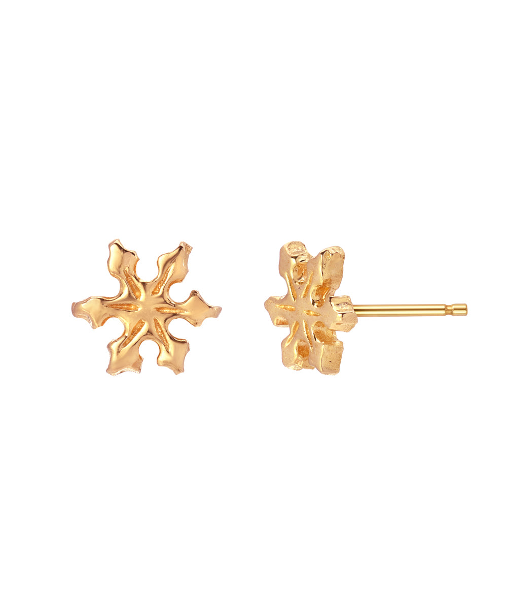 14KT Gold Snowflake Earring Studs Earrings