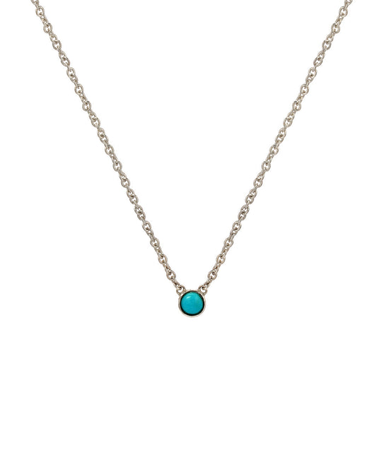 Sterling Silver 3 mm Bezel Set Turquoise Necklace, 16" Pendant Necklace