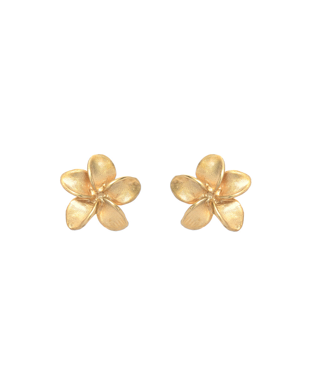 14KT Gold Plumeria Stud Earrings