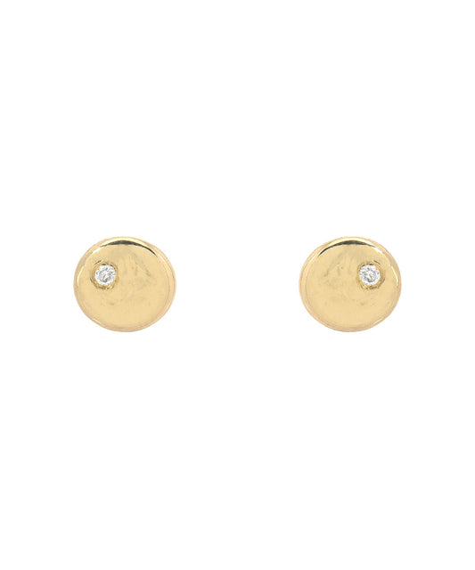 14KT Gold Disc Diamond Earring Studs 0.01 CT. Earrings
