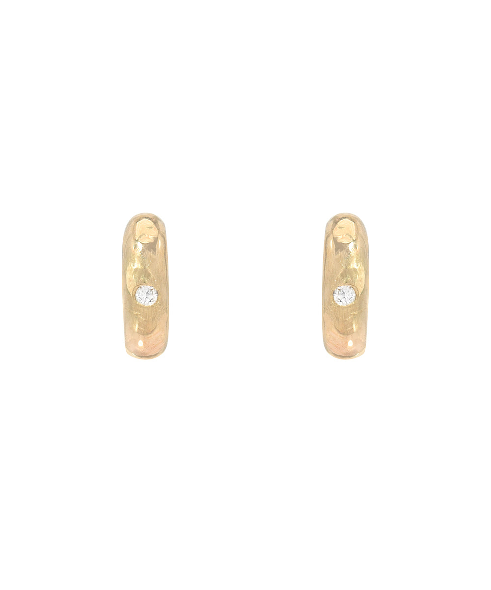 14KT Gold Rounded Bar Diamond Stud Earrings 0.01 CT.