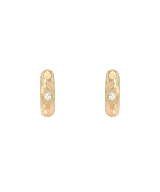 14KT Gold Rounded Bar Diamond Stud Earrings 0.01 CT.