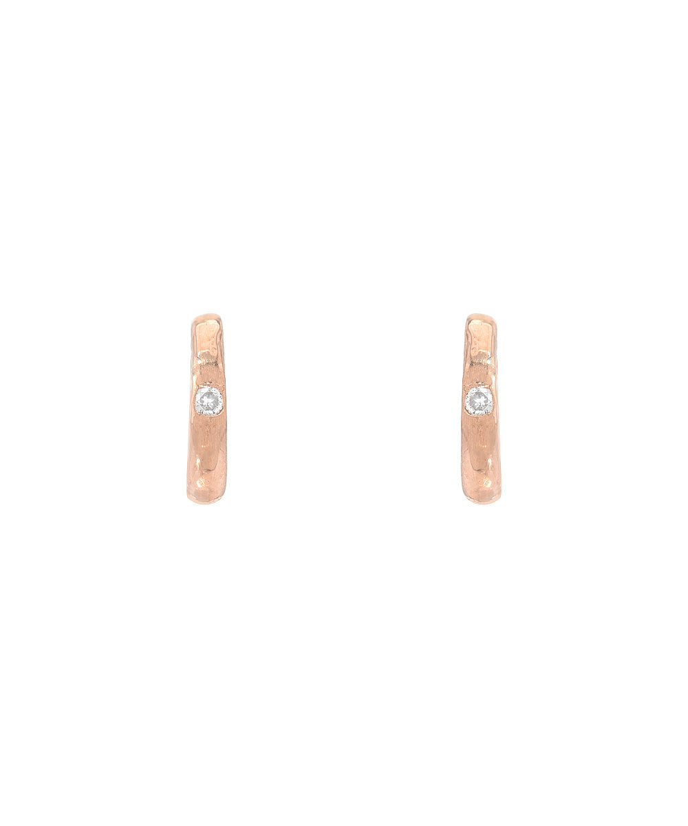 14KT Gold Rounded Bar Diamond Stud Earrings 0.01 CT.