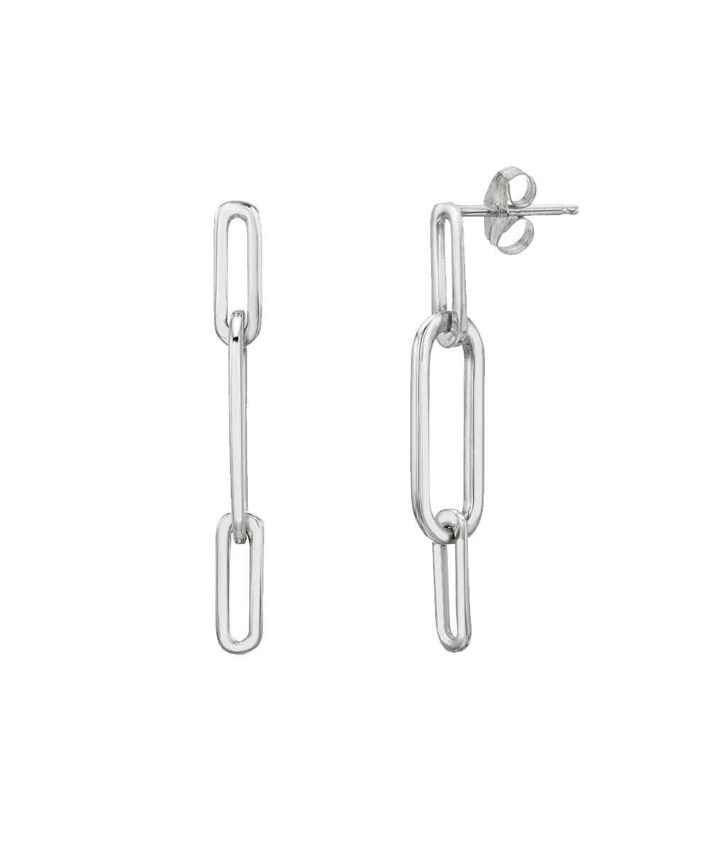 Sterling silver paperclip link earrings 1.1 inch drop.