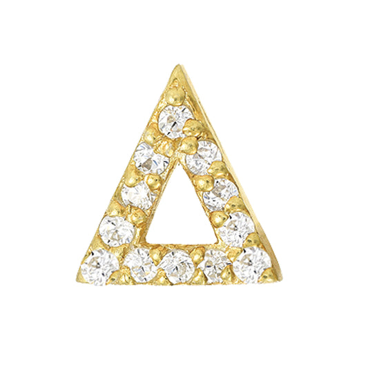 14KT Yellow Gold 0.06 ct Diamond Pave Triangle Single Stud