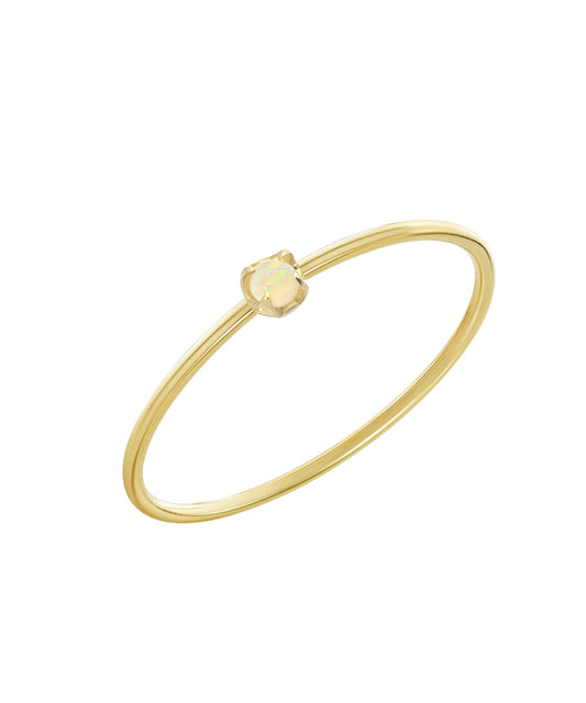 14KT Yellow Gold 3 mm Opal Nadete Solitaire Ring