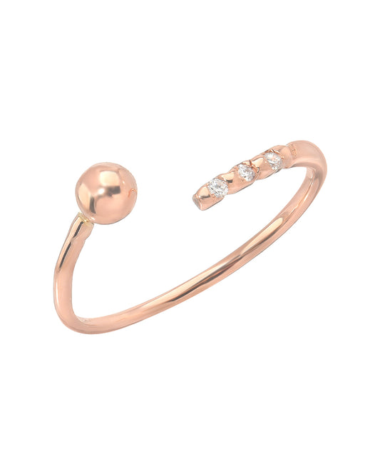 14KT Rose Gold Orb Diamond Ring 0.01 CT.