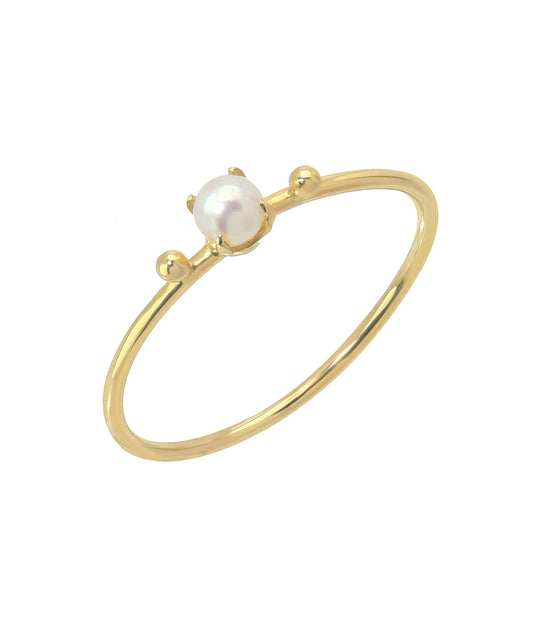 14KT Yellow Gold 3mm Freshwater Pearl Doublet Ring