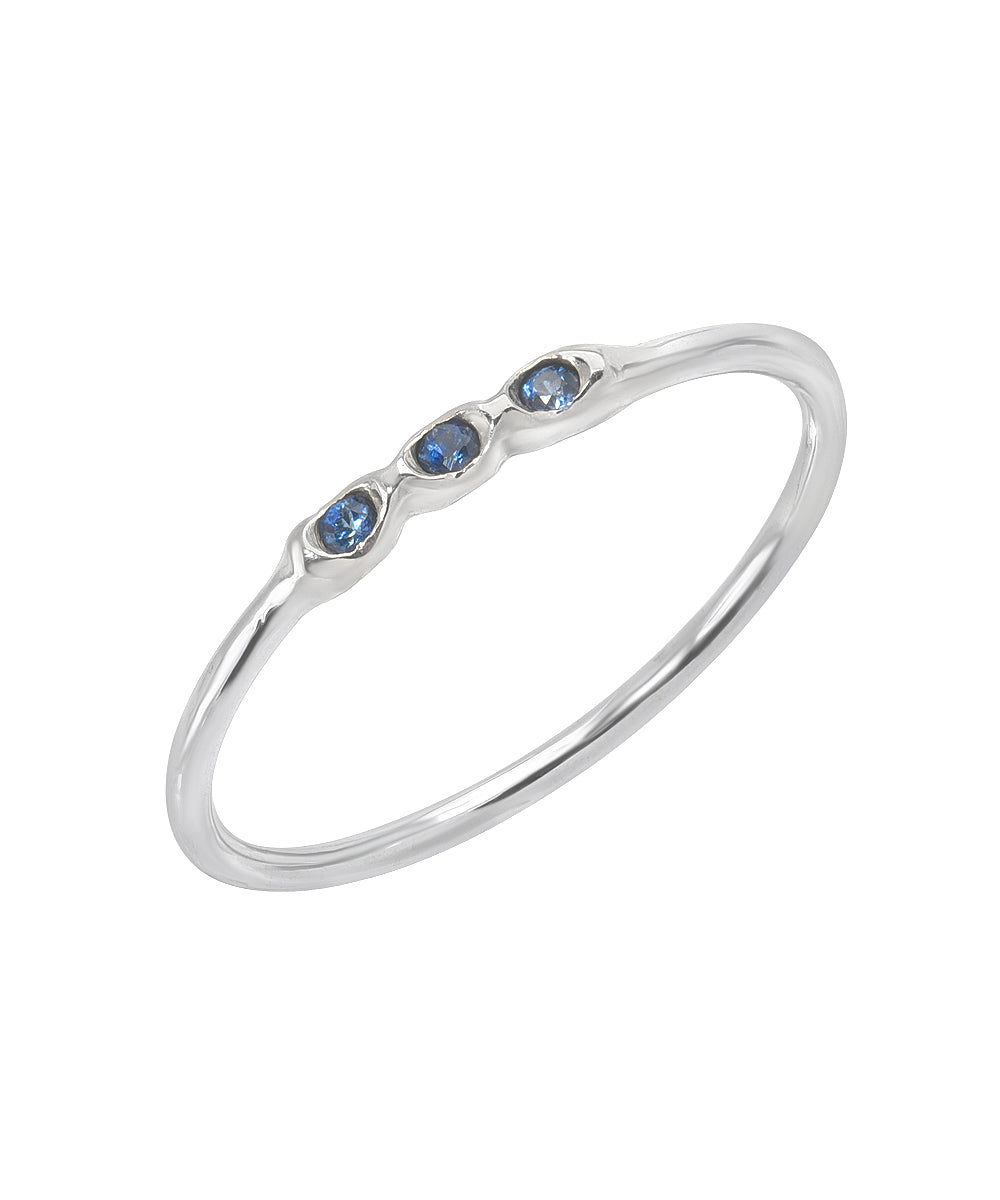 14KT White Gold Blue Sapphire Hayden Ring 0.01 CT.
