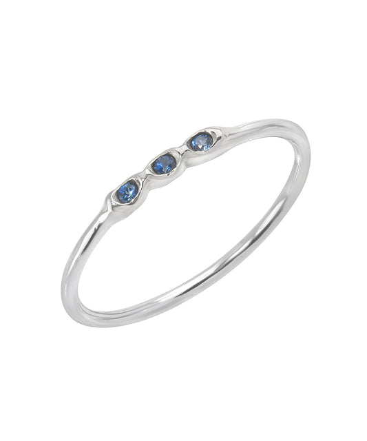 14KT White Gold Blue Sapphire Hayden Ring 0.01 CT.