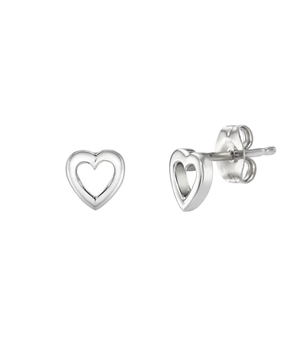 Sterling Silver Heart Stud Earrings