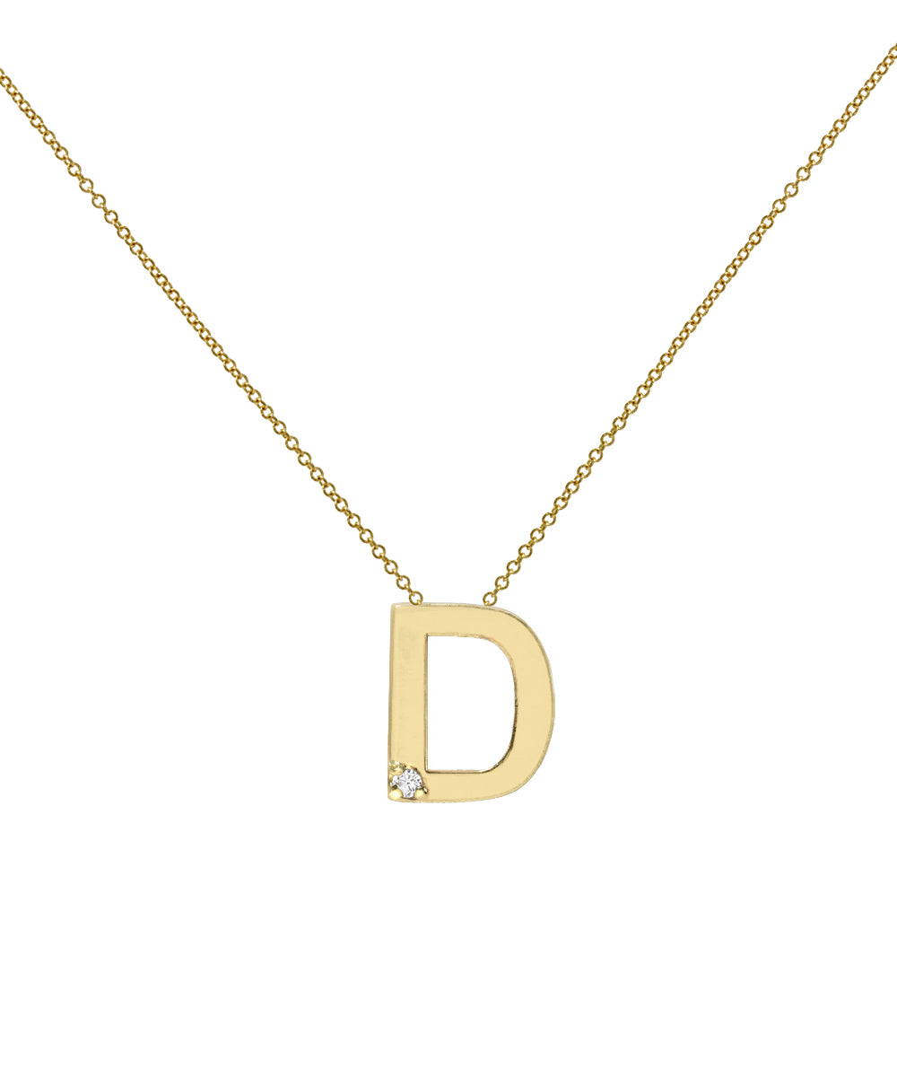 14KT Yellow Gold Initial Diamond Necklace 0.005 CT