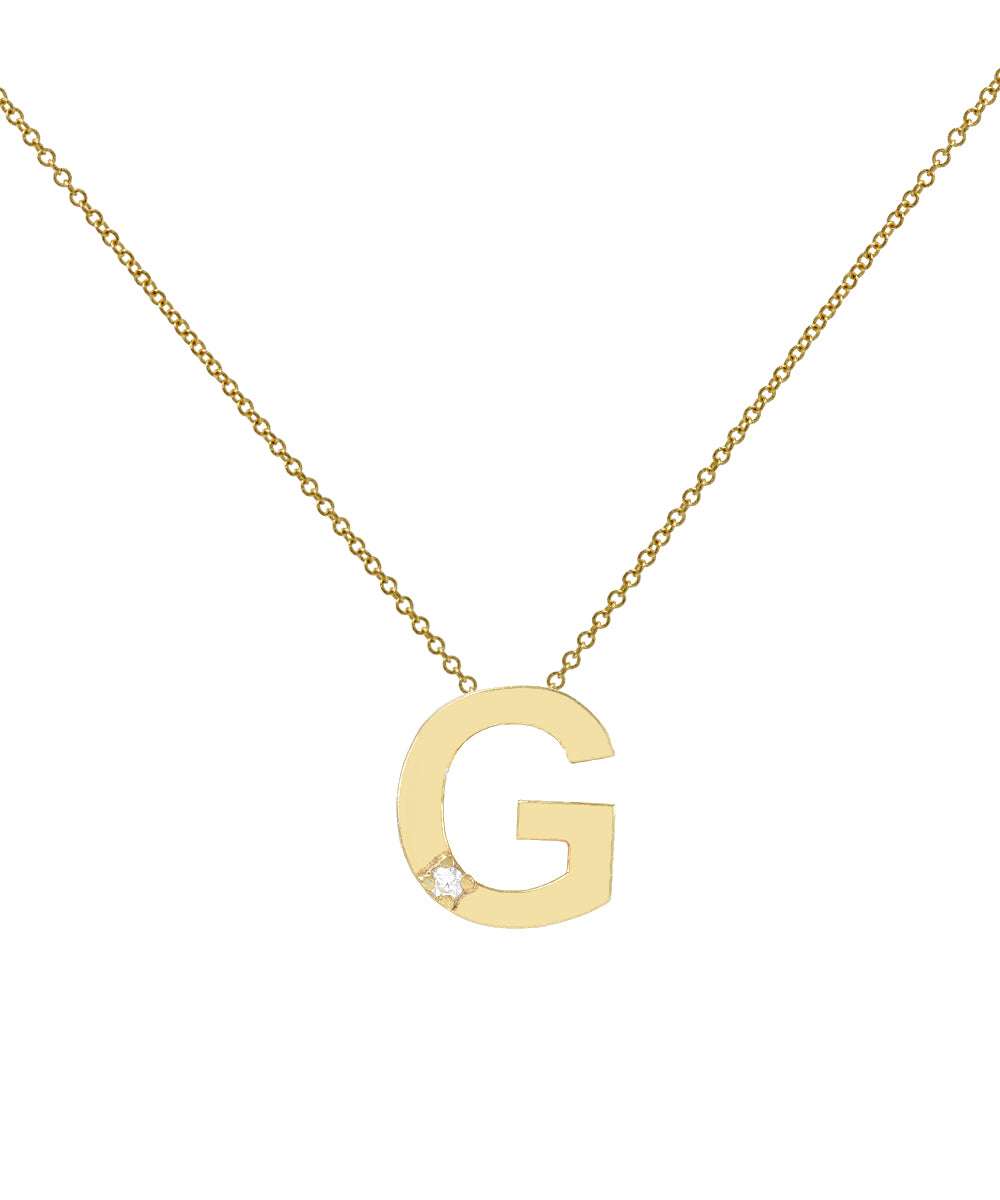 14KT Yellow Gold Initial Diamond Necklace 0.005 CT