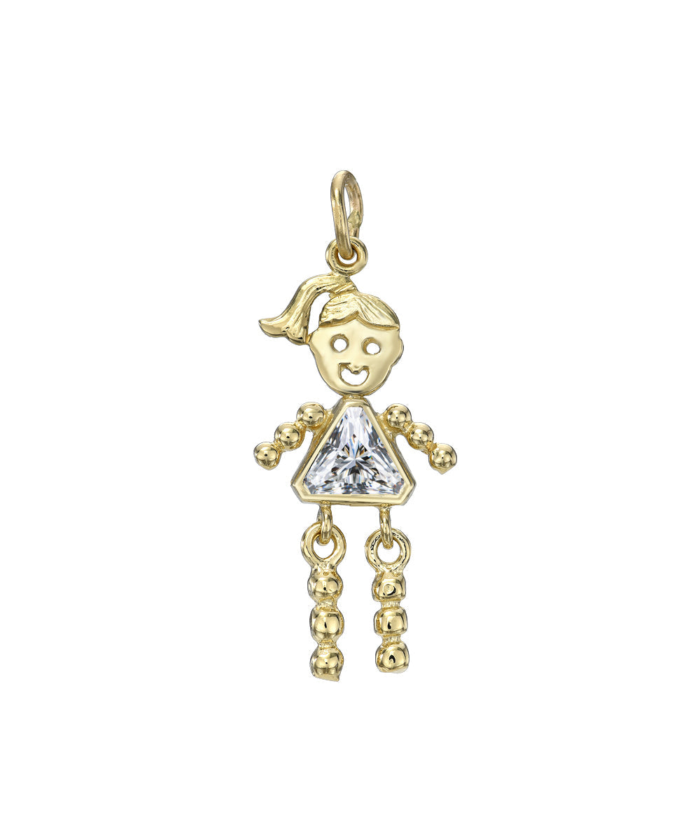 14 Karat Gold Girl Birthstone Baby Charm Only